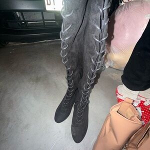 Women's Black Lace-Up Boots